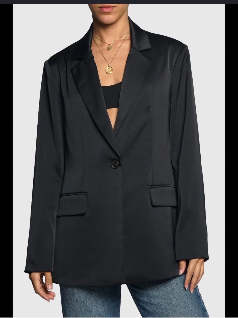 Sans Souci Women’s Black Single-Button Blazer Jacket